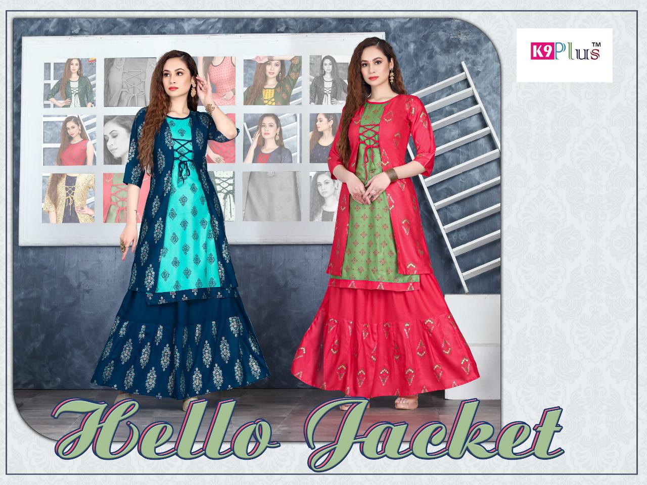 K9 Hello Jacket Fancy Festive Wear Rayon Designer Fancy Kurti With Skirt Collection